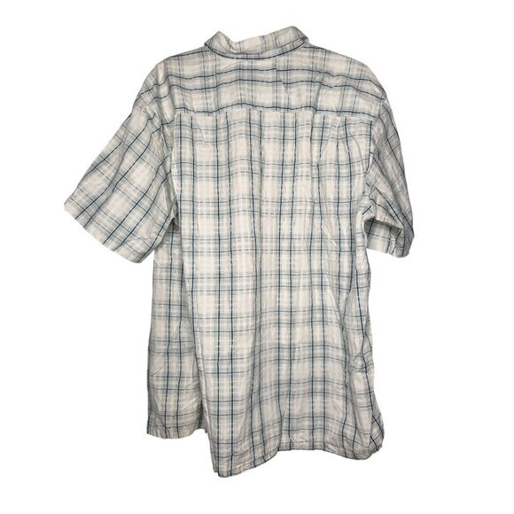 Columbia Mens XL White Blue Cotton Short Sleeve Button Fishing Hiking Shirt - Picture 15 of 16